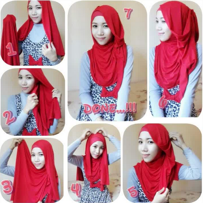 Contoh Tutorial Hijab Modern Menutup Dada