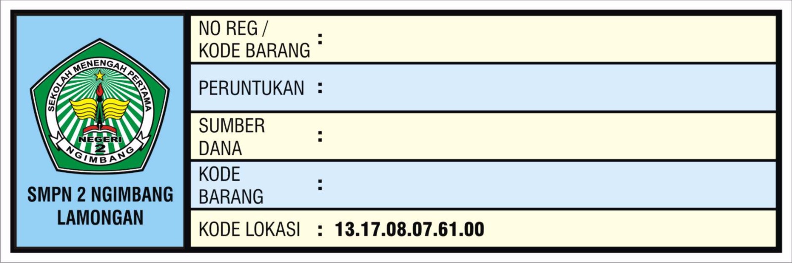 SMP Negeri 2 Ngimbang Stiker untuk menandai barang inventaris