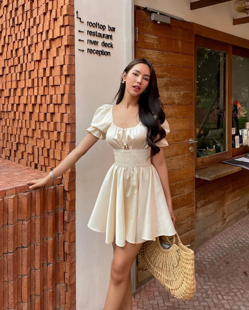 Jess Thanchaya Inprasert – Most Beautiful Thai Trans Models in Puff Sleeve Dress Women Photoshoot