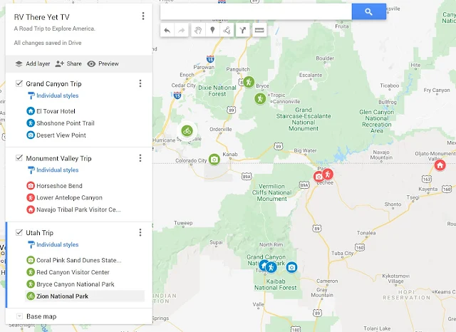 Google Map RV Trips