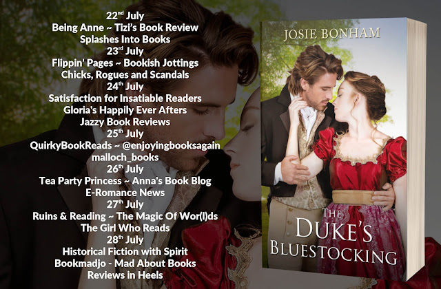 The Duke's Bluestocking by Josie Bonham full blog tour banner