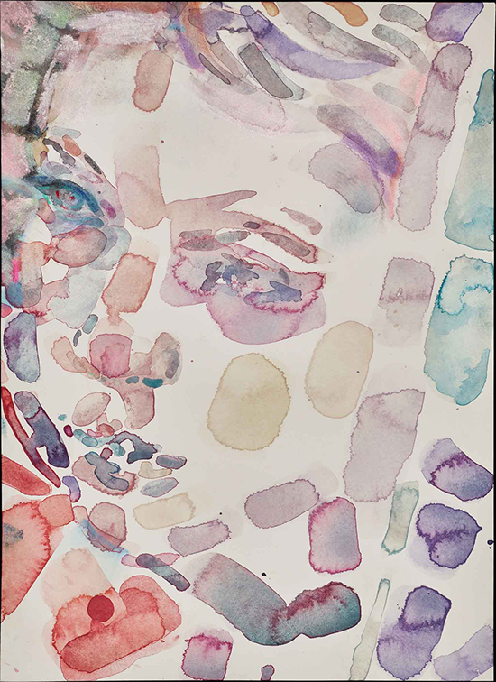 Elizabeth Peyton Greta, 2020  Watercolor pastel, and glitter on paper  76.2 × 26 cm