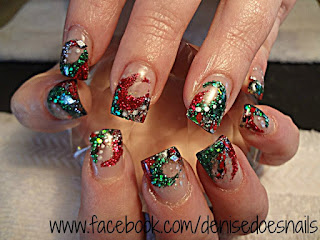 red and green christmas nail art