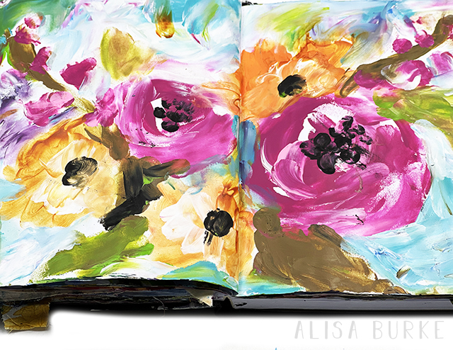 finger painted flowers