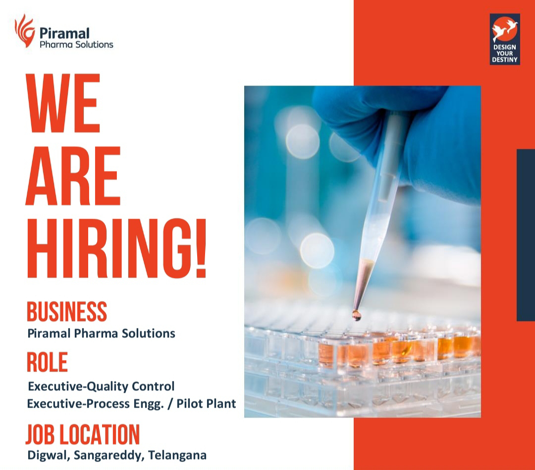 Job Availables for Piramal Pharma Solutions Walk-In Interview for MSc/ BSc/ B Pharm/ B Tech Chemical