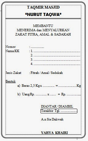 FORMULIR ZAKAT FITRAH