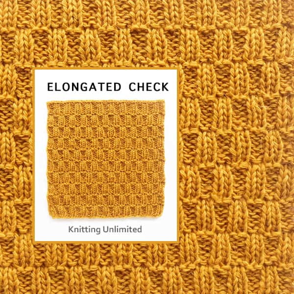 Beginner free knitting pattern, Elongated Rib Check Knit Purl Reversible Pattern