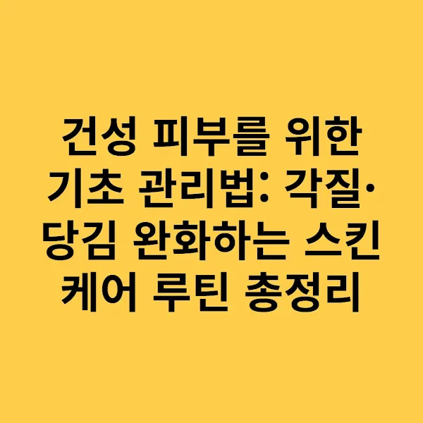 건성 피부를 위한 기초 관리법: 각질·당김 완화하는 스킨케어 루틴 총정리
