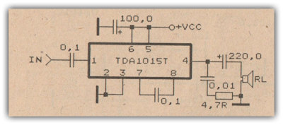 0,5 Watt power amplifier circuit with TDA1015T