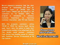 Automated Call Back Service Pilot at TMUC and TM100