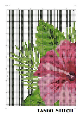 Hibiscus striped cross stitch flower pattern