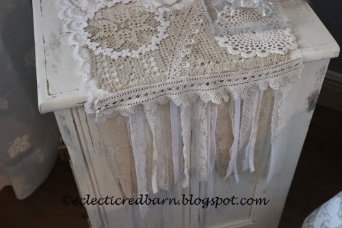 Eclectic Red Barn: Doily dresser scarf , side