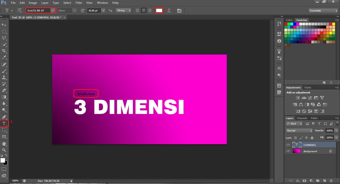 Cara Membuat Tulisan 3D 3 Dimensi Dengan Photoshop CS6 Belajar