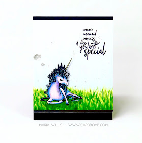 #cardbomb, #mariawillis, #PicketFenceStudios, #unicorn, #cards, #stamp, #ink, #paper, #papercraft, #cardmaking, #handmade, #handmadecards, #magic, #art, #color, #copics, #copicmarkers, coloring, Kylee's Unicorn, Picket Fence Studios, 