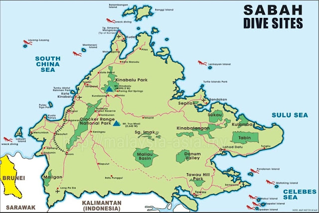 Dive Sites of Sabah Map