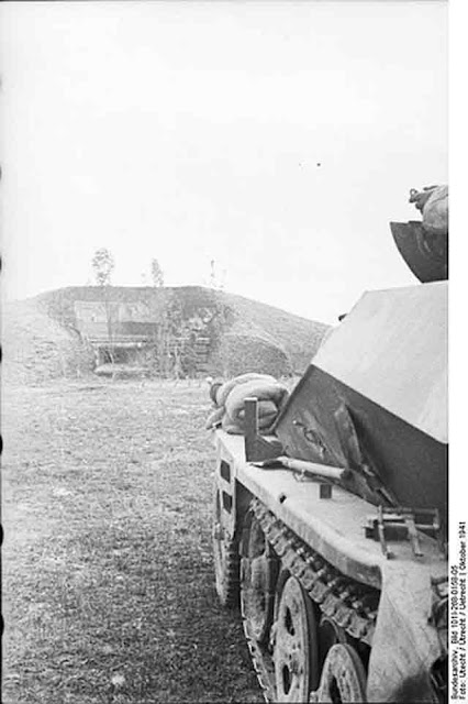 German armored observation vehicle at a Soviet bunker, 19 October 1941 worldwartwo.filminspector.com