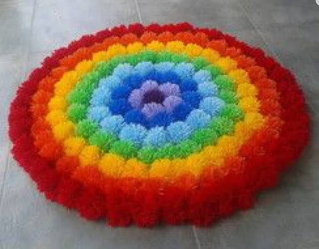 Tapete de Pompom Arco Iris