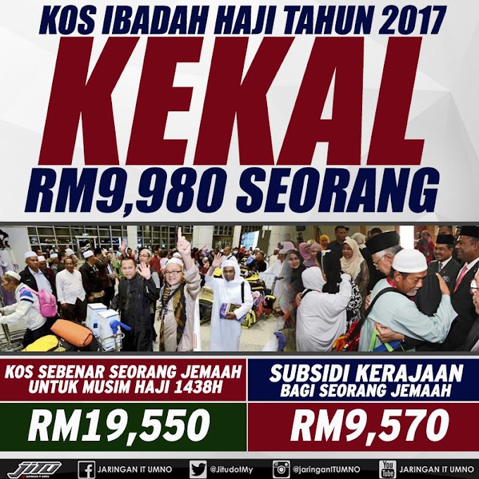 Kos Kerja Haji 2017 Kekal RM 9,980 @