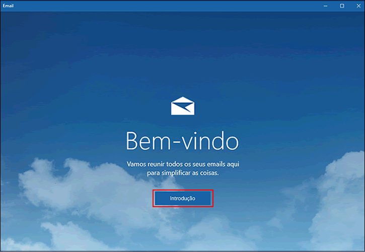 Tela inicial aplicativo Mail - Windows 10