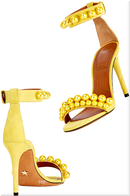 ♦Givenchy yellow classic pearlescent suede sandal #givenchy #shoes #yellow #pantone #brilliantluxury
