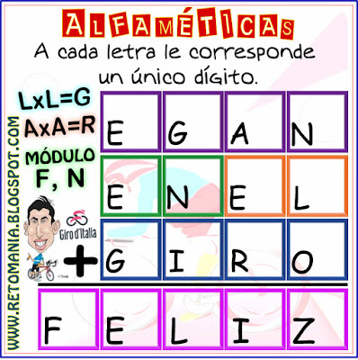 Alfamética, Criptoaritmética, Criptosuma, Criptograma, Suma de Palabras, Juego de palabras, Desafíos matemáticos, Retos matemáticos, Problemas matemáticos, Acertijos, Acertijos numéricos, Problemas de matemáticas