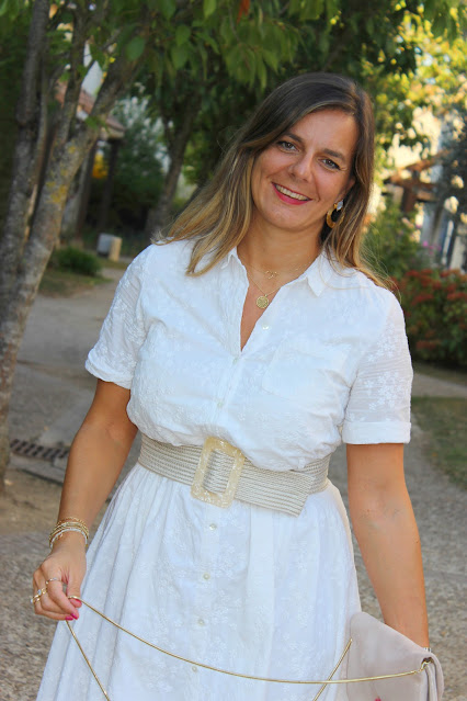 look du jour, robe sézane blanche, sac Minelli, les petites bulles de ma vie