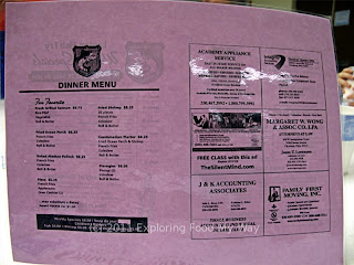 Our Lady of Guadalupe's Dinner Menu Front