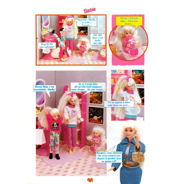 Sixième page du roman-photos de Barbie, Shelly à l'heure du pot.
