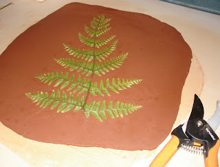 fern leaf rolled into clay