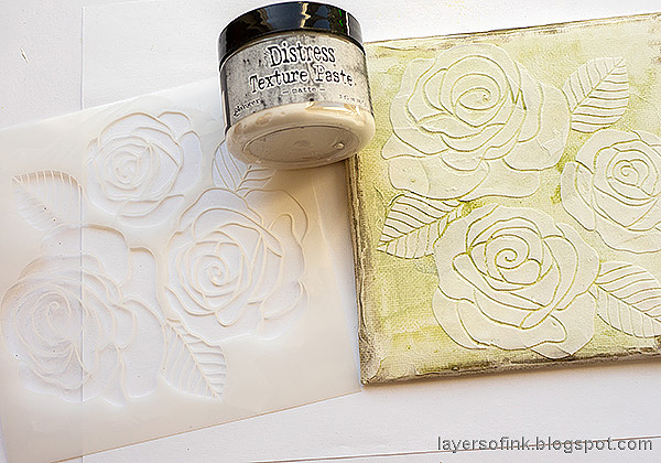 Layers of ink - Mixed Media Rose Canvas Tutorial by Anna-Karin Evaldsson. Rose Trio stencil.