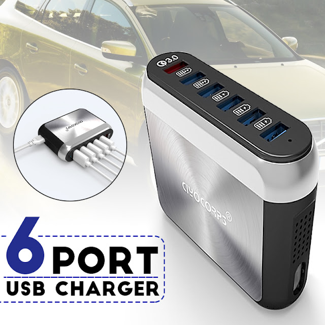 QC 3.0 5V 6A 6 USB Port EU US Quick Travel Charger for Cell Phone Tablet