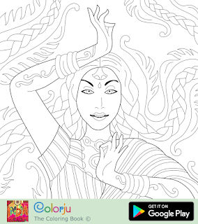 Free Bollywood dancing coloring page