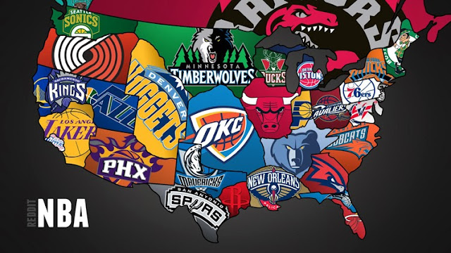 Carte des 30 Franchises NBA