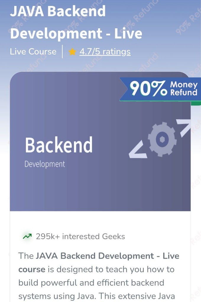 JAVA Backend Development - Live - GFG / Geeks for Geeks Course 