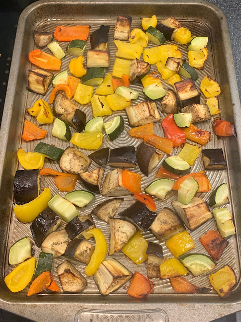 Roasted veg on a baking tray