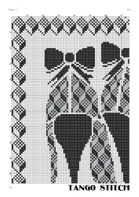 High heels with black bow cross stitch ornament pattern