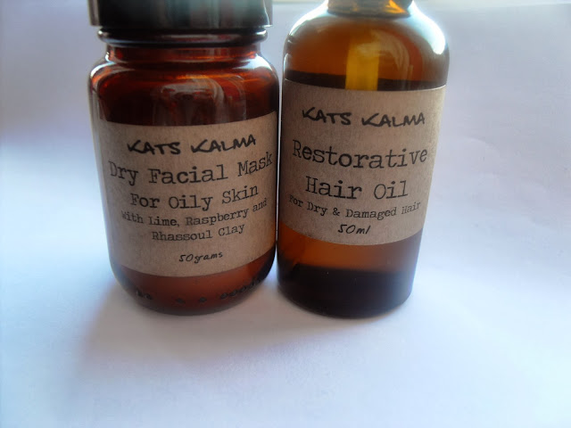 Kats Kalma hair oil and dry facial mask