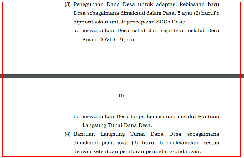 BLT Masuk Dalam Prioritas Penggunaan Dana Desa Tahun 2021