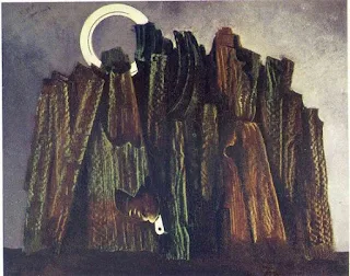 Bosque oscuro y pájaro de Max Ernst