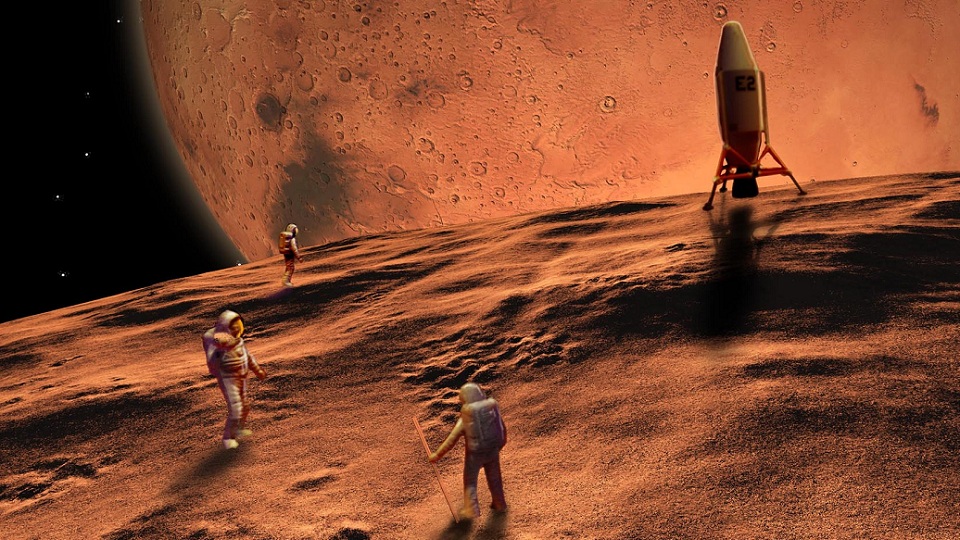 Astronauts on Phobos by Ron Miller