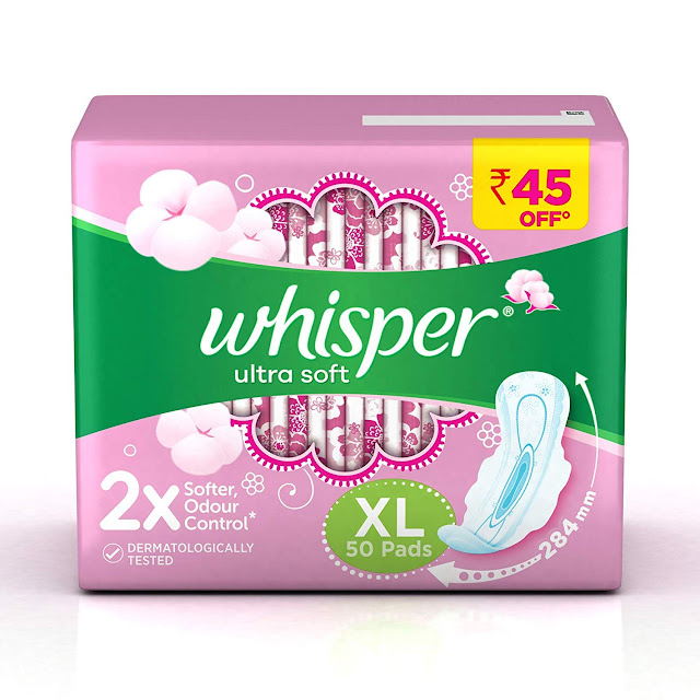 Whisper Ultra Soft Sanitary Pads - 50 Pieces (XL)