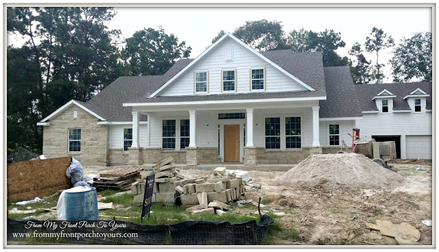 Our-Suburban- Farmhouse-Stone -Exterior-From My Front Porch To Yours