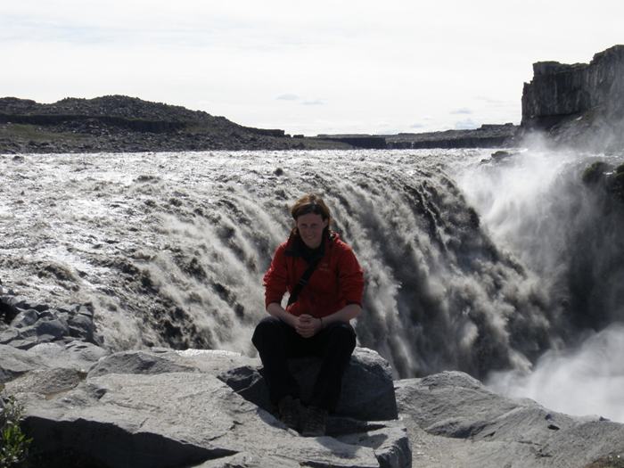 The waterfall Dettifoss is located in Vatnajökull National Park in Northeast Iceland, and reputed to be the most powerful waterfall in Europe. It is also the largest waterfall in Europe in terms of volume discharge, having an average water flow of 193 cubic meter per second. Its volume often increases, especially when the weather or volcanic activity prompts glacial melting on the Vatnajokull glacier icecap. The waterfall is so powerful that it makes the surrounding rocks vibrate, the vibrations can be felt by hand.