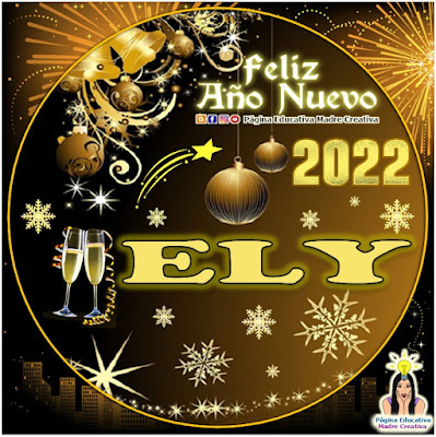 Nombre ELY por Año Nuevo 2022 - Cartelito mujer