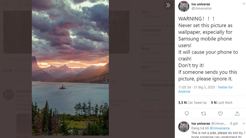 Hình ảnh khiến hàng loạt điện thoại Android bị soft brick, các bạn tuyệt đối đừng dùng làm hình nền nhé!