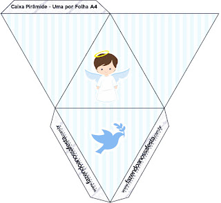 Cute Angel Boy Free Printable Pyramid Box.