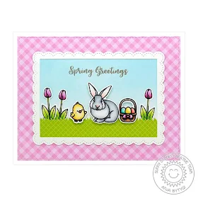 Sunny Studio Stamps: Spring Greetings Chubby Bunny Fancy Frames Spring Themed Card by Anja Bytyqi