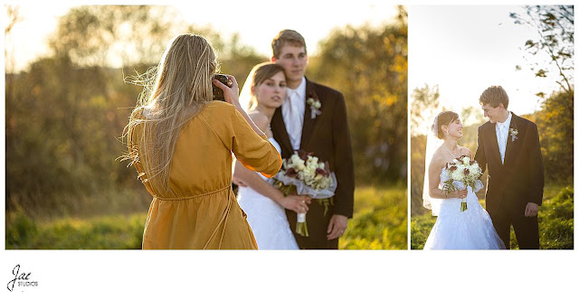 Fall church wedding in November with Purple Accents