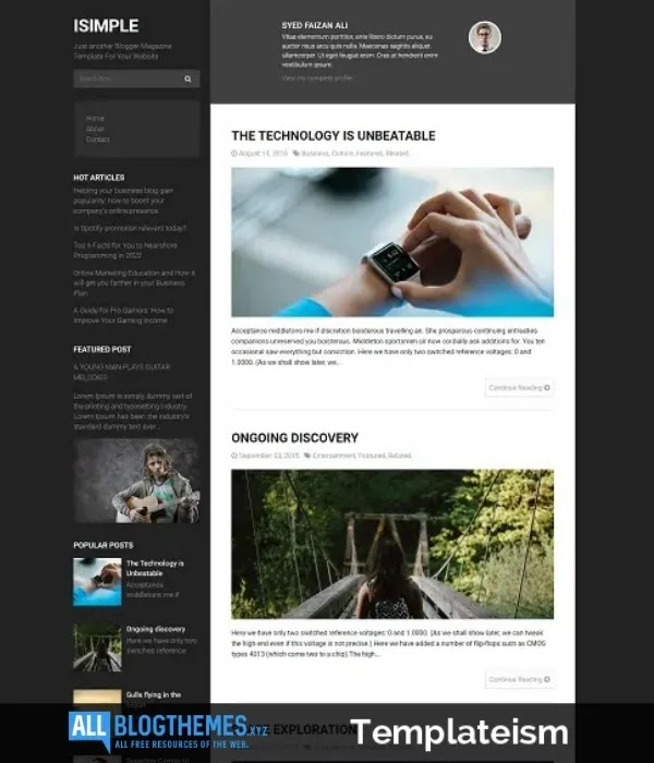 iSimple Classic Responsive Premium Blogger Template