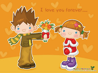 christmas cartoon couple wallpaper